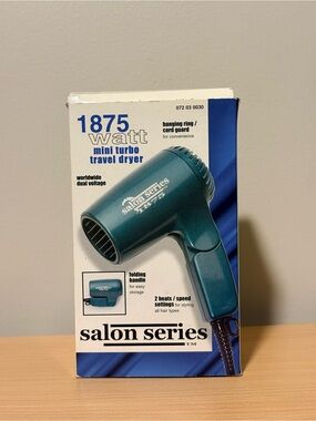 Salon Series Mini Turbo Travel Dryer 1875 Watt Vintage Hair Dryer w/ Box